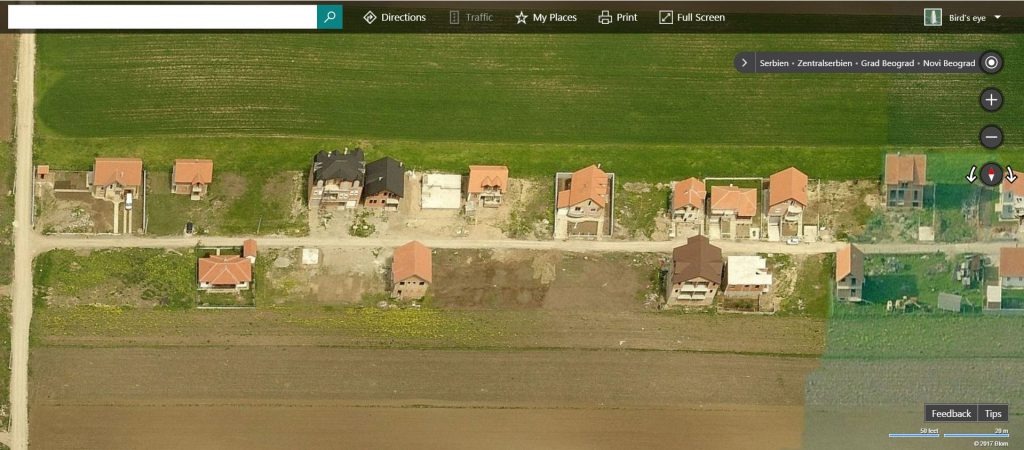 Self-provising houses in Ledine © Bing Maps imagery